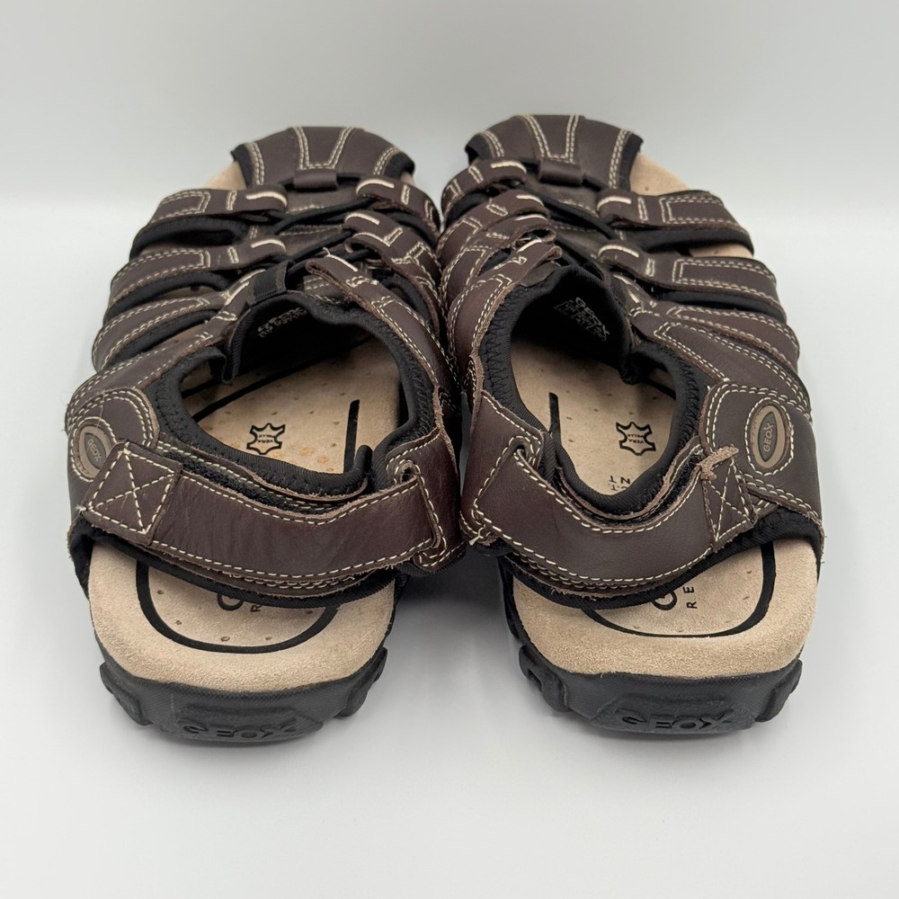 Geox Respira Mens Brown Leather Fisherman‎ Sandals US 8 EUR 41 Bungee Strap - Picture 4 of 8